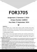 FOR3705 Assignment 2 &lpar;ANSWERS&rpar; Semester 2 2024 - DISTINCTION GUARANTEED