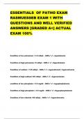ESSENTIALS OF PATHO EXAM  RASMUESSEB EXAM 1 WITH  QUESTIONS AND WELL VERIFIED  ANSWERS &lbrack;GRADED A&plus;&rsqb; ACTUAL  EXAM 100&percnt;