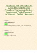 Final Exam&colon; PRN 1381 &sol; PRN1381 &lpar;Latest 2024 &sol; 2025 Updates&rpar; Principles of Pharmacology Review &vert; Questions and Verified Answers &vert; 100&percnt; Correct &vert; Grade A - Rasmussen