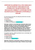 EPPP DEVELOPMENTAL PSYCHOLOGY EXAM NEWEST 2024-2025 EXAM COMPLETE 120 QUESTIONS AND DETAILED CORRECT ANSWERS WITH RATIONALES &lpar;VERIFIED ANSWERS&rpar;&vert;A&plus; GRADE