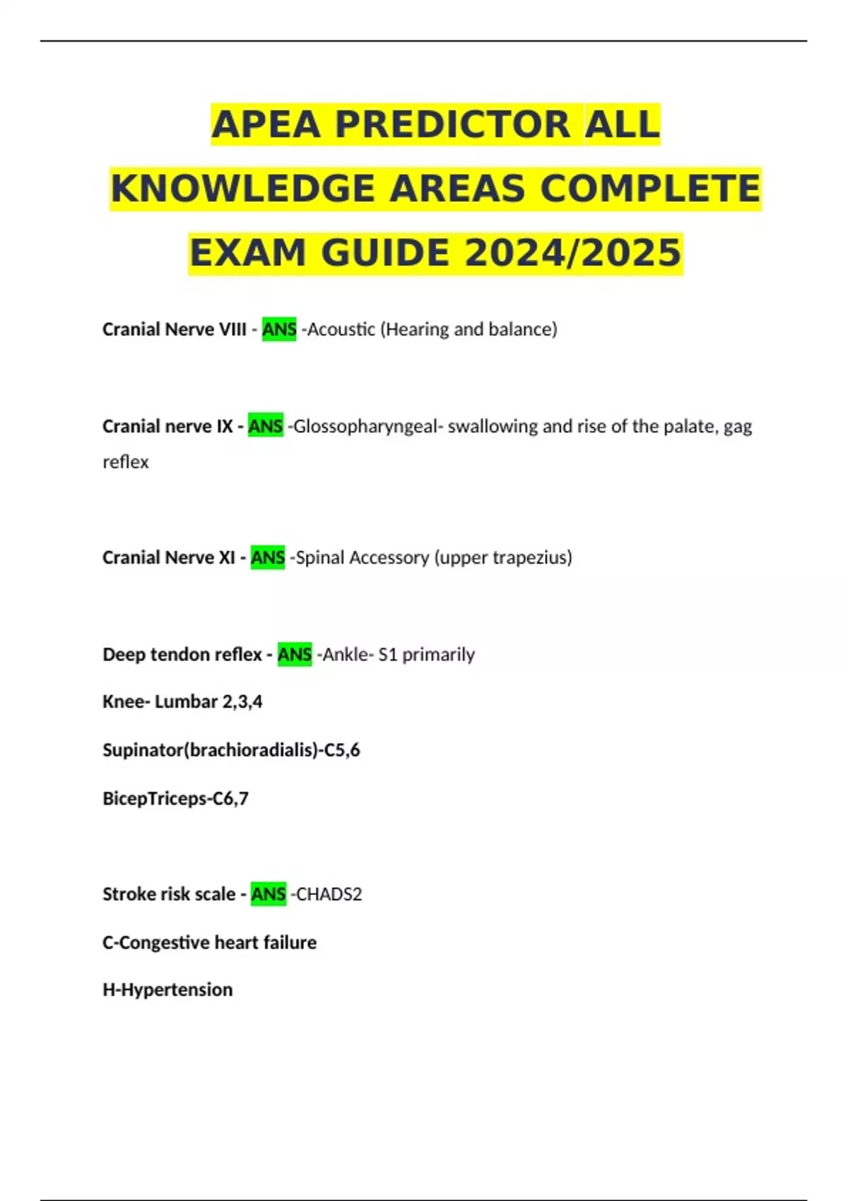APEA Predictor Exam Complete Guide – All Knowledge Areas Covered (2024/ ...
