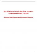 BIO 152 Module 2 Exam-2023-2024&comma; Questions  and Answers Portage Learning Advanced Health Assessment & Diagnostic Reasoning 