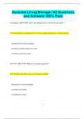 Assisted Living Manager AZ Questions  and Answers 100&percnt; Pass