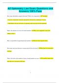 AZ Optometry Law Exam Questions and  Answers 100&percnt; Pass