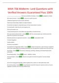 MHA 706 Midterm- Lord Questions with Verified Answers Guaranteed Pass 100&percnt;
