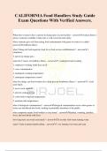 CALIFORNIA Food Handlers Study Guide Exam Questions With Verified Answers&period;