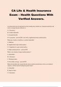 CA Life & Health Insurance Exam &ndash; Health Questions With Verified Answers&period;