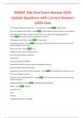 MGMT 346 Final Exam Review 2024 Update Questions with Correct Answers 100&percnt; Pass