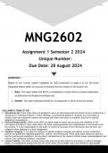 MNG2602 Assignment 1 &lpar;ANSWERS&rpar; Semester 2 2024 - DISTINCTION GUARANTEED