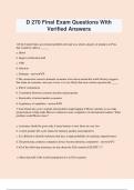D 270 Final Exam Questions With Verified Answers