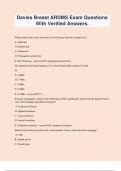 Davies Breast ARDMS Exam Questions With Verified Answers&period;