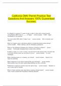  California DMV Permit Practice Test Questions And Answers 100&percnt; Guaranteed Success&period;