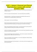 Unit 3 &comma; lesson 2 Asexual and Sexual Reproduction exams with correct answers 100&percnt;