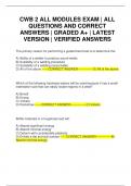 CWB 2 ALL MODULES EXAM &vert; ALL QUESTIONS AND CORRECT ANSWERS &vert; GRADED A&plus; &vert; LATEST VERSION &vert; VERIFIED ANSWERS