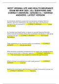 WEST VIRGINIA LIFE AND HEALTH INSURANCE EXAM REVIEW 2024 &vert; ALL QUESTIONS AND CORRECT ANSWERS &vert; GRADED A&plus; &vert; VERIFIED ANSWERS &vert; LATEST VERSION