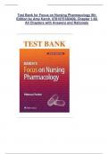 Test Bank for Focus on Nursing Pharmacology 9th Edition by Amy Karch&comma; 9781975180409&comma; Chapter 1-60 All Chapters with Answers and Rationals