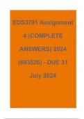 EDS3701 Assignment 4 &lpar;COMPLETE ANSWERS&rpar; 2024 &lpar;693526&rpar; - DUE 31 July 2024