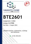 BTE2601 Assignment 3 &lpar;DETAILED ANSWERS&rpar; 2024 - DISTINCTION GUARANTEED