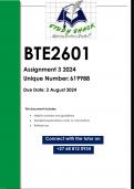 BTE2601 Assignment 3 &lpar;QUALITY ANSWERS&rpar; 2024