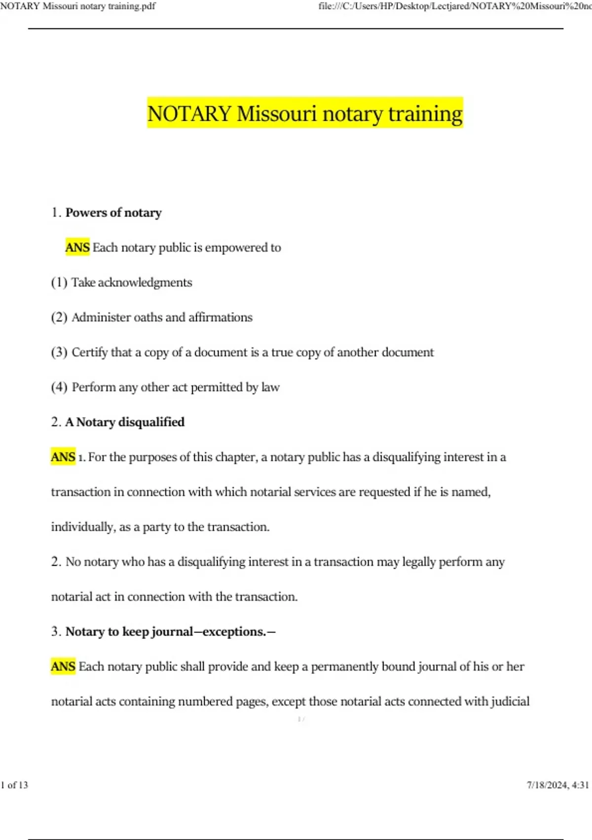 Missouri Notary Course - American Association of Notaries