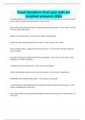 Food Handlers final quiz with A&plus; credited answers 2024