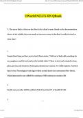 UWorld NCLEX-RN QBank 2024 Questions and Answers Updated &lpar;2024 &sol; 2025&rpar; &lpar;Verified Answers&rpar;