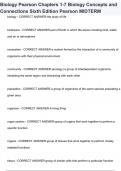 Biology Pearson Chapters 1-7Biology Concepts and Connections Sixth Edition Pearson MIDTERM with complete solutions&sol; latest update  &lpar;stuvia 5 stars  rating&rpar; Score A&plus; Download 