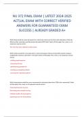 NU 372 FINAL EXAM &vert; LATEST 2024-2025  ACTUAL EXAM WITH CORRECT VERIFIED  ANSWERS FOR GUARANTEED EXAM  SUCCESS &vert; ALREADY GRADED A&plus;