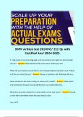 DMV written test 2024 NC&sol; 212 Qs with Certified Ans&sol; 2024-2025&period;
