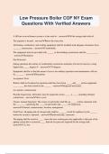 Low Pressure Boiler COF NY Exam Questions With Verified Answers