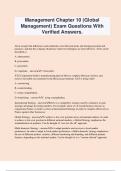 Management Chapter 10 &lpar;Global Management&rpar; Exam Questions With Verified Answers