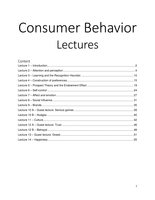 Lectures Consumer Behavior and Organizational Psychology