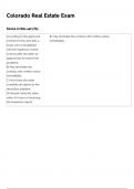 COLORADO PSI REAL ESTATE ACTUAL EXAM WITH 200 REAL EXAM QUESTIONS AND 100&percnt; CORRECT ANSWERS