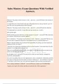 Sales Mastery Exam Questions With Verified Answers&period;