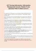 ATI Nursing Informatics&colon; Information Management Systems Module Exam Question With Verified Answers