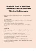 Mosquito Control Applicator Certification Exam Questions With Verified Answers&period;