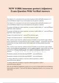 NEW YORK insurance pretest &lpar;Adjusters&rpar; Exam Question With Verified Answers