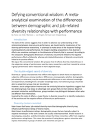 Defying Conventional Wisdom: A meta-analytical examination of the differences between demographic and job-related diversity relationships with performance