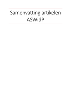 Samenvatting artikelen ASWidP