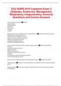 ECU NURS 4510 Capstone Exam 3 &lpar;Diabetes&comma; Endocrine&comma; Management&comma; Respiratory&comma; Integumentary&comma; Immune&rpar; Questions and Correct Answers