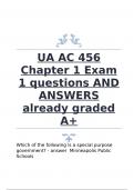 UA AC 456 Chapter 1 Exam 1 questions AND ANSWERS already graded A&plus;