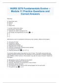 NURS 3270 Fundamentals Evolve -- Module 11 Practice Questions and Correct Answers