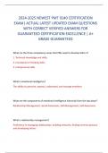 2024-2025 NEWEST PMT 0140 CERTIFICATION  EXAM&vert; ACTUAL LATEST UPDATED EXAM QUESTIONS  WITH CORRECT VERIFIED ANSWERS FOR  GUARANTEED CERTIFICATION EXCELLENCE &vert; A&plus;  GRADE GUARANTEED