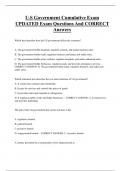 U&period;S Government Cumulative Exam UPDATED Exam Questions And CORRECT  Answers