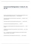 Commercial Refrigeration - Units 21&comma; 22&comma; 23&comma; 24 Exam Questions and Answers