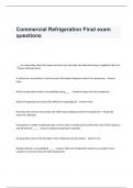 Commercial Refrigeration Final Exam Questions with Correct Answers