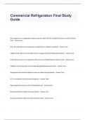 Commercial Refrigeration Final  Exam Study Guide Questions and Answers