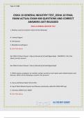 OSHA 10 GENERAL INDUSTRY TEST&vert;OSHA 10 FINAL EXAM ACTUAL EXAM 400 QUESTIONS AND CORRECT ANSWERS JUST RELEASED