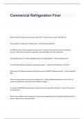 Commercial Refrigeration Final Exam Questions and Answers