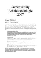 Arbeidssociologie - Samenvatting 2007, 2014, Begrippenlijst en Colleges.